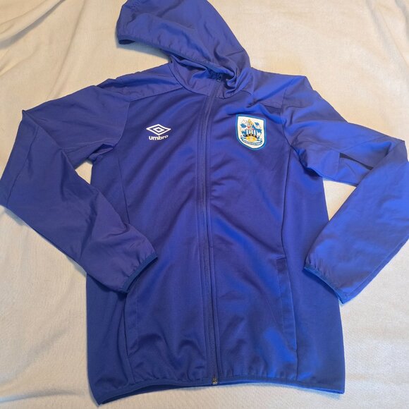 Huddersfield Town Men S Small Football Track Jacket Windbreaker Umbro Blue Black - Picture 1 of 16